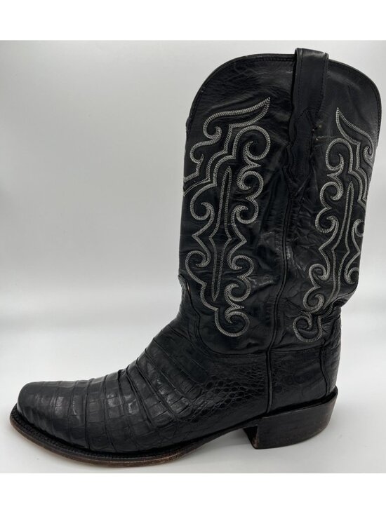 LUCCHESE CLASSICS Handmade Black CAIMAN BELLY Western Cowboy Boots Mens 13D main image 7